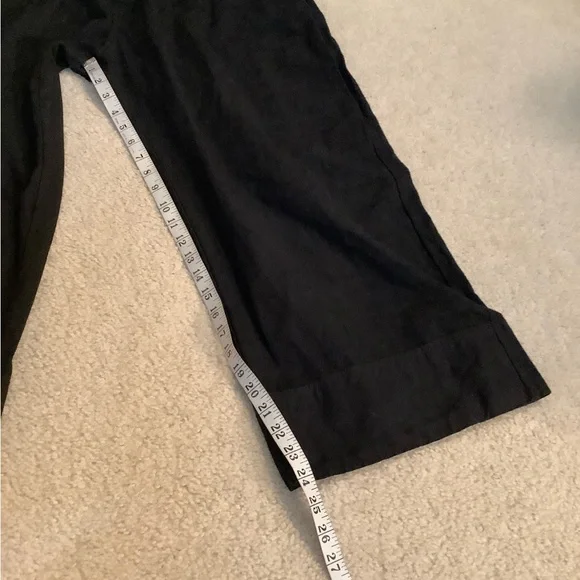 New Free People Sweet Talk Black Wide Leg Chino Pants Cotton & Linen Sz 8 Medium - Picture 7 of 16